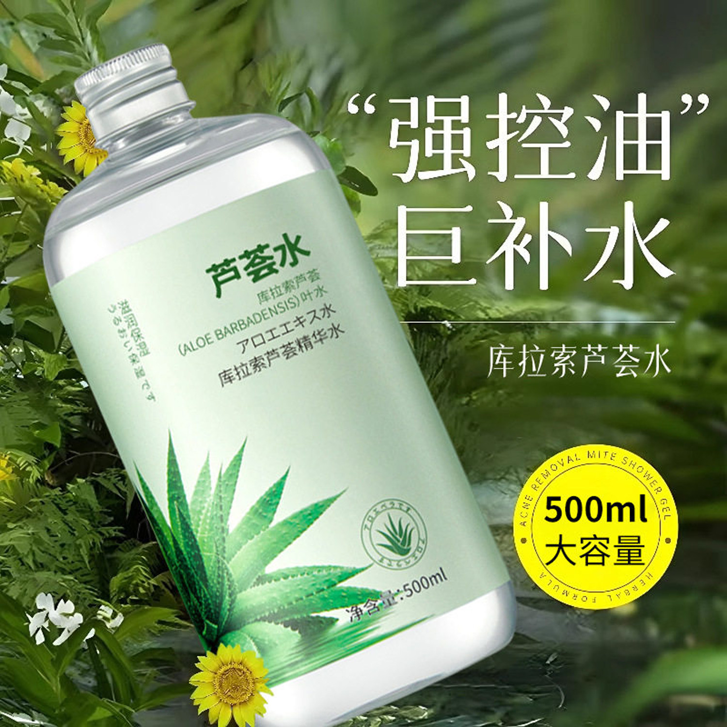 碧柏雅库拉索芦荟精华水500ml 补水保湿滋养提靓舒缓干燥日常养护