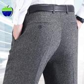 秋冬季 中老年高腰宽松直筒爸爸裤 子免烫厚款 高端羊毛呢西裤 休闲裤