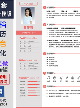 个人应聘高档简历优化润色word素材大学生求职简介代写电子模版