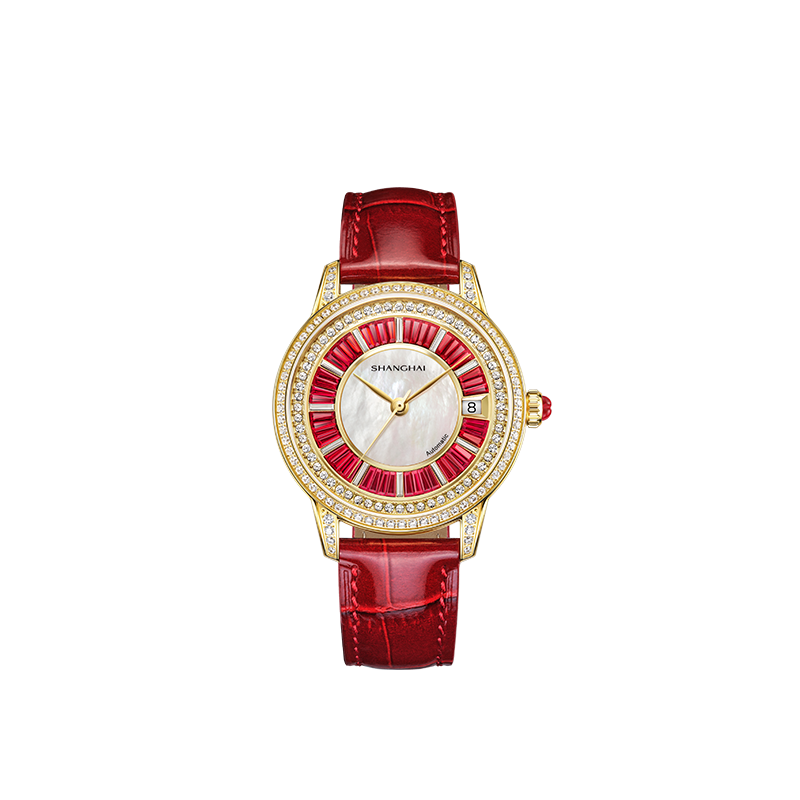 上海手表女款摩登系列水晶吊灯格机械腕表官方旗舰店