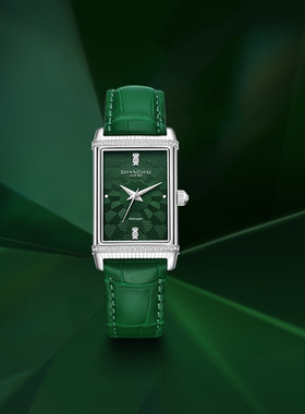 上海手表大都会镜耀绿色表盘皮带女士全自动机械腕表官方旗舰店