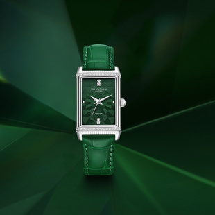 上海手表大都会镜耀绿色表盘皮带女士全自动机械腕表官方旗舰店
