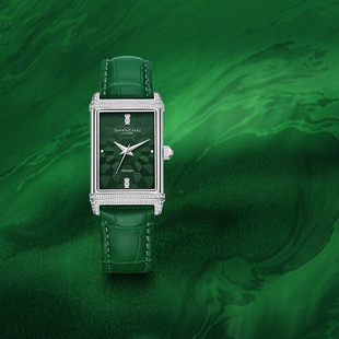 上海手表女款 大都会镜耀双排钻方形奢华绿盘机械腕表官方旗舰店