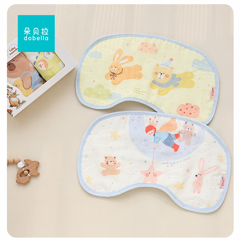 婴儿云片枕宝宝平枕枕巾纯棉纱布柔软透气新生儿枕头大尺寸拍嗝巾