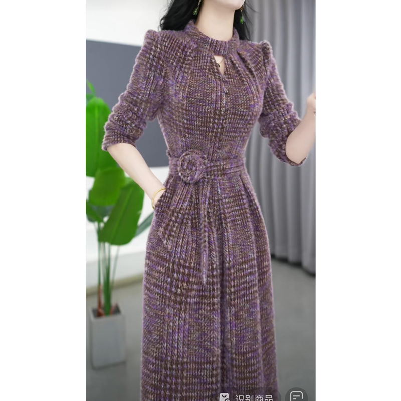 梦莎姿气质长袖加绒厚洋装