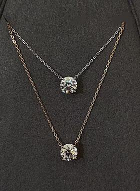 赵露思同款鼻屎钻项链女D级别莫桑石1克拉钻石吊坠纯银单钻锁骨链