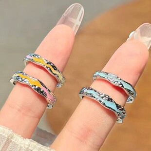 足银s999日落霞光夜光情侣戒指光年之境发光对戒生日礼物送男女友