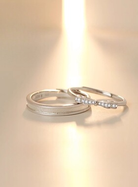 S999诺言情侣对戒轻奢小众设计感蝴蝶结纯银戒指男女七夕节日礼物