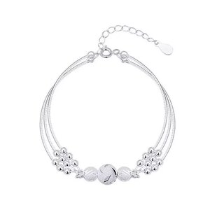 S999足银三生三世转运珠纯银手链时尚精致圆珠子情人节送女友礼物