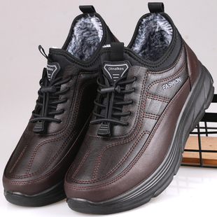 冬季老北京布鞋男鞋中老年皮面软底男士加绒保暖加厚老人爸爸棉鞋