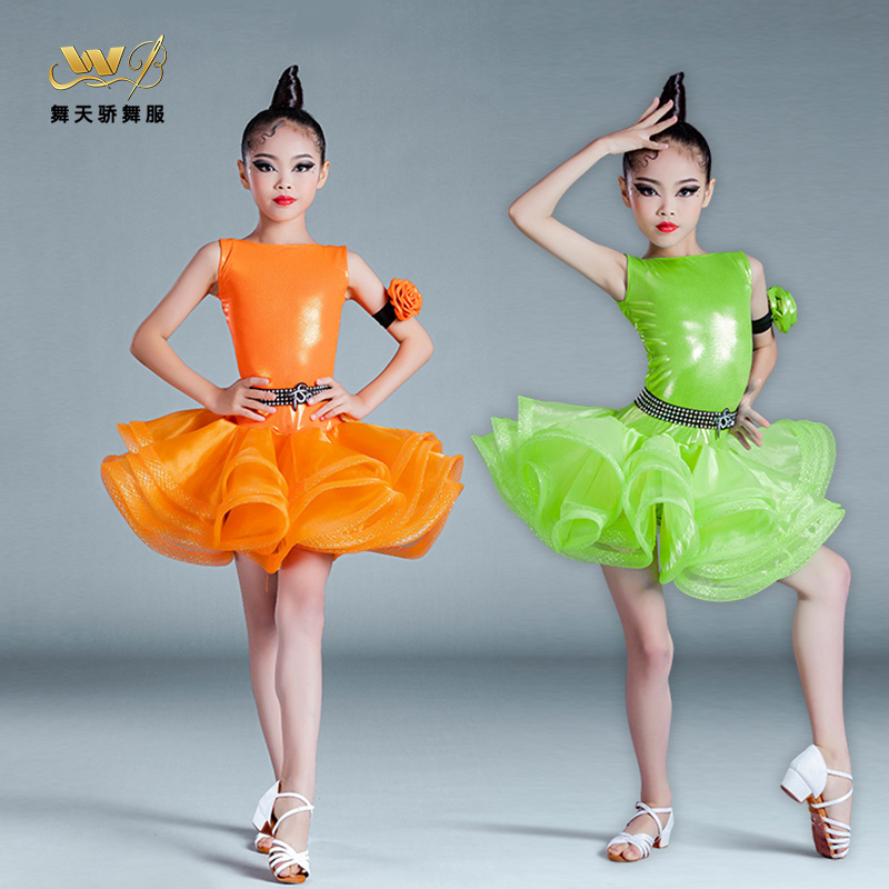 拉丁舞服女童纱裙蓬蓬裙演出服