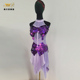拉丁舞服专业少女儿童表演成人贴钻紫色网纱吊带裙高开叉重工360