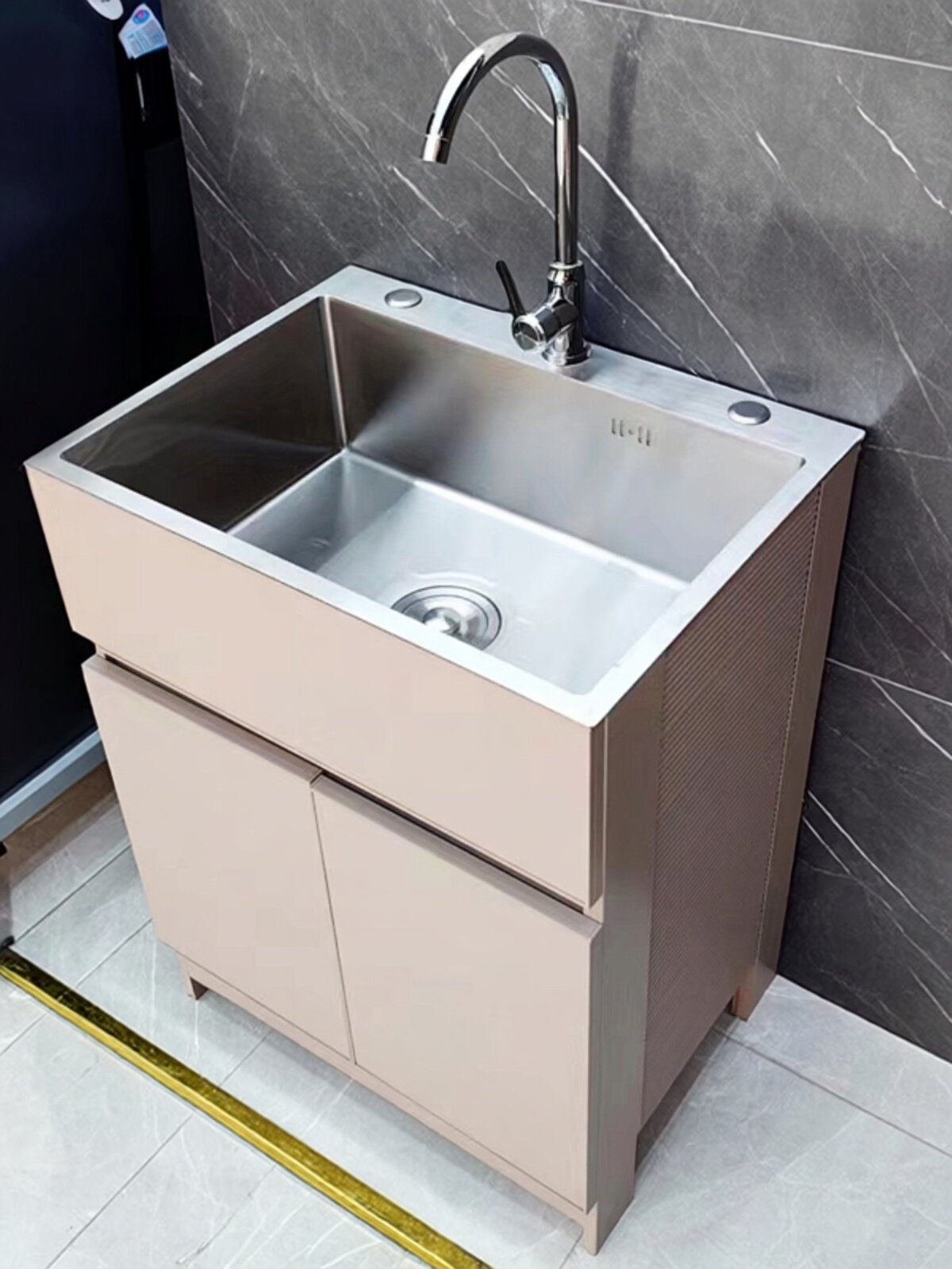 阳台洗衣池太空铝洗衣柜落地式一体户外洗手盆洗手池不锈钢水槽