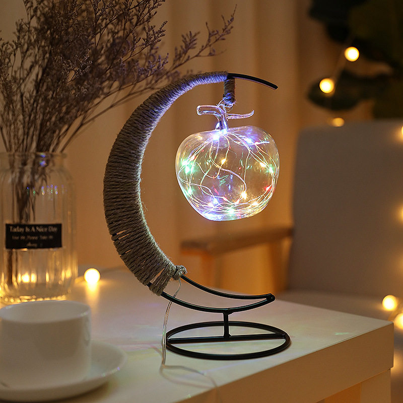 led装饰灯铜线灯星星苹果玻璃造型灯浪漫圣诞 铁艺usb小夜灯新款