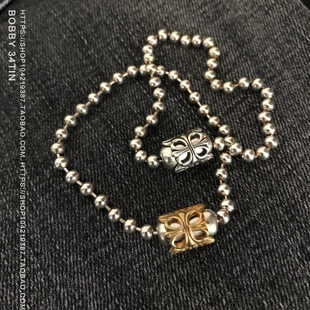 美国十字架黄铜925纯银扣圆珠链子笑脸吊坠个性 手链 男女情侣款