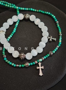 白色猫眼串珠手串手链礼物情侣款