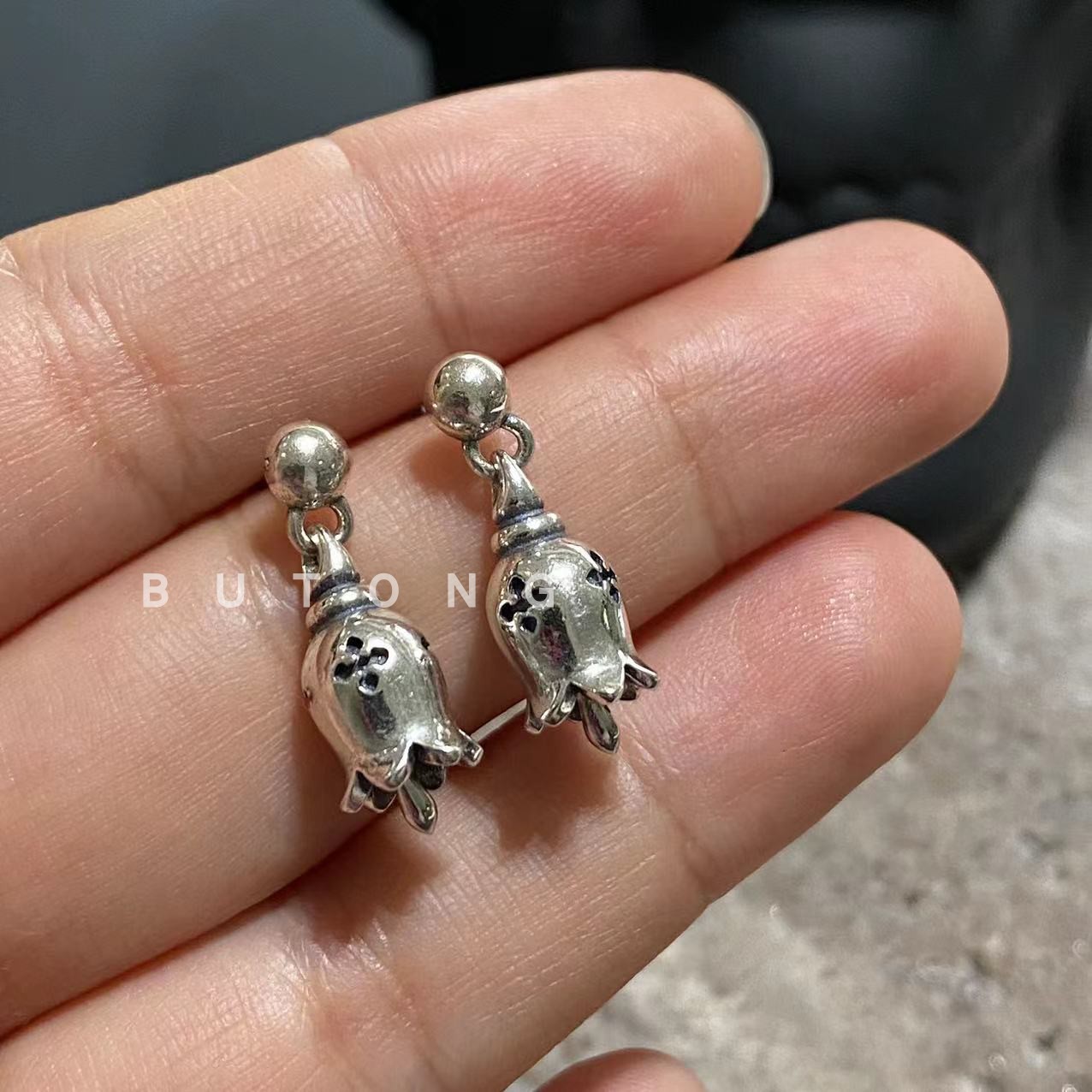 个性耳饰花朵防过敏做旧潮流复古