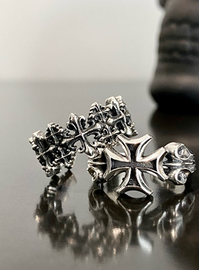 男925纯银嘻哈欧美戒指朋克