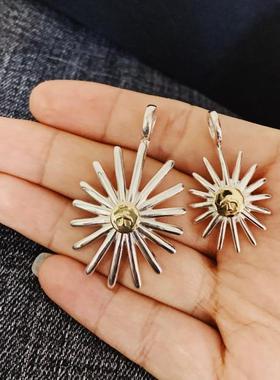 不同手作高桥纯银点铜鹰海胆吊坠