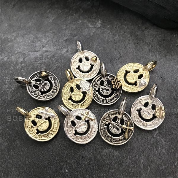 美国心形涂鸦笑脸项链吊坠金色