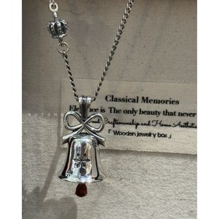 不同银匠 圣诞蝴蝶结铃铛吊坠925纯银皇冠长毛衣链轻奢少男女礼物