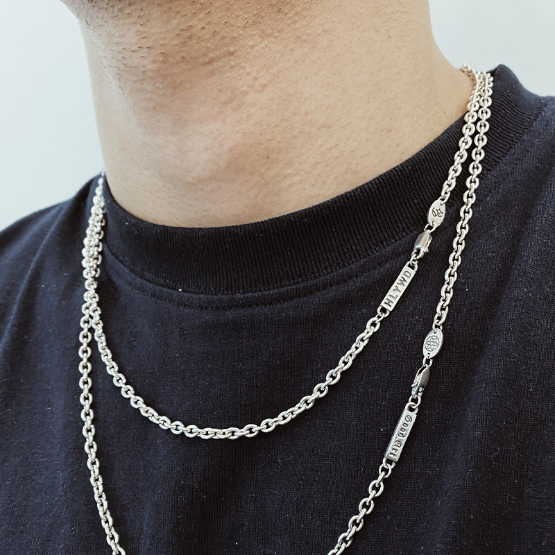 不同银匠 日韩925纯银简约o型链4mm太丸项链个性百搭男女长毛衣链