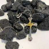 不同银匠 原创925纯银骨头十字架闪电吊坠复古泰银嘻哈潮男长项链