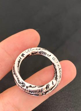 男925纯银莫比乌斯指环涂鸦戒指
