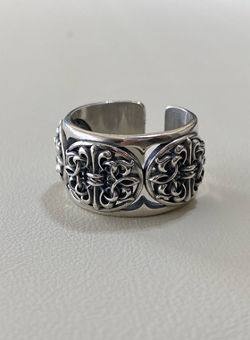 男925纯银十字架嘻哈戒指