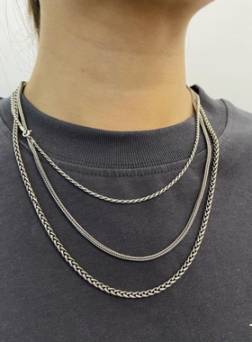 日韩复古扭纹麻绳做旧男女银匠