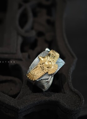 高桥风925银飞鹰开口男士戒指