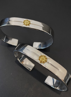 不同日潮纯银老鹰射线简约风手镯