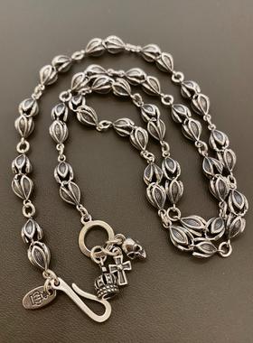 泰银花苞银项链情侣锁骨链