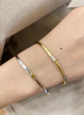 细手镯笑脸纯银俏皮风开口手环女