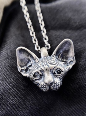 不同银匠原创个性猫咪无毛猫吊坠