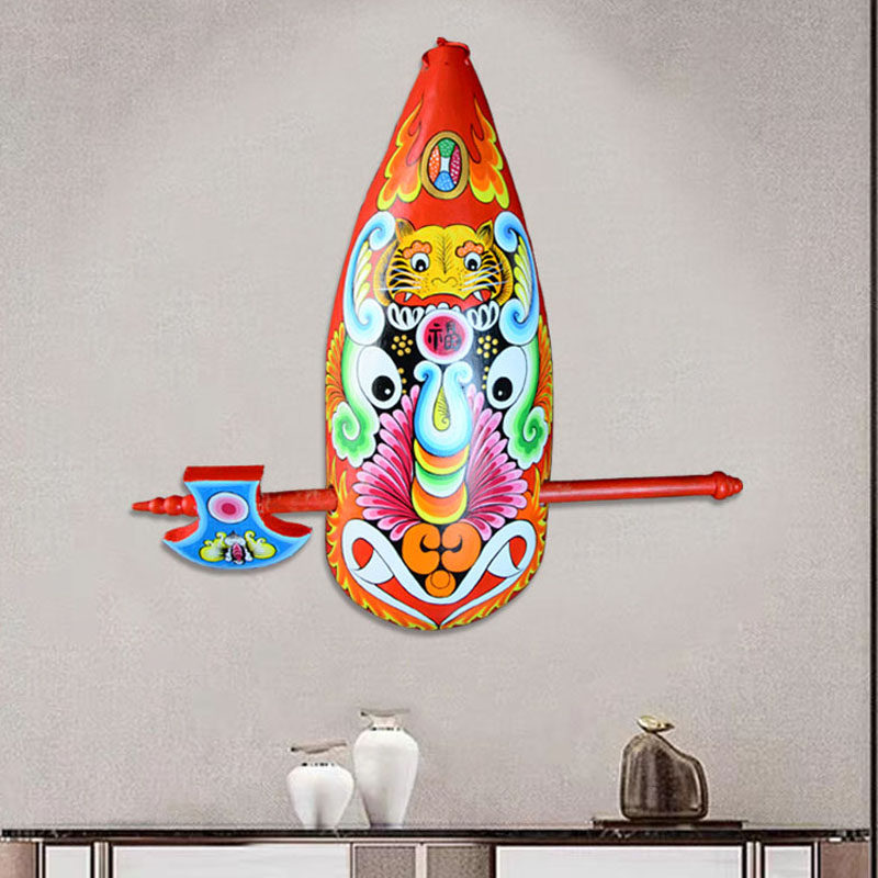 纯手工绘画京剧社火马勺戽斗脸谱面具装饰挂件中国风餐饮酒店装修