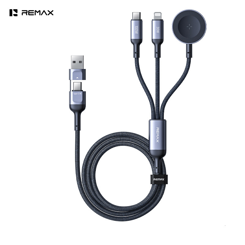 REMAX睿量一拖三快充数据线PD100W超级快充Type-C平