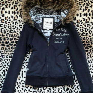 美式复古毛领连帽卫衣拉链开衫字母印花春秋冬季短款修身显瘦外套