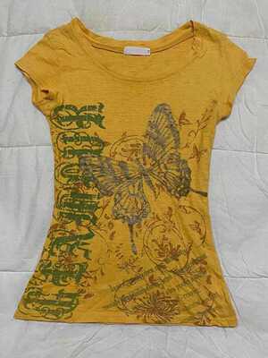 蝴蝶中古修身t恤vintage短袖复古