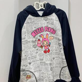 日系童趣mezzopiano秋冬复古连帽卫衣卡通印花可爱外套宽松上衣