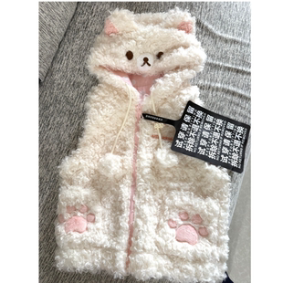 日系亚文化软萌宅系休闲甜美风少女轻松熊马甲无袖 小熊马夹外套