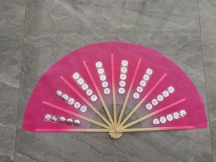 朝鲜族舞蹈扇子韩国舞蹈扇子学院派鲜族舞蹈扇子玫红色9骨6cm飘头