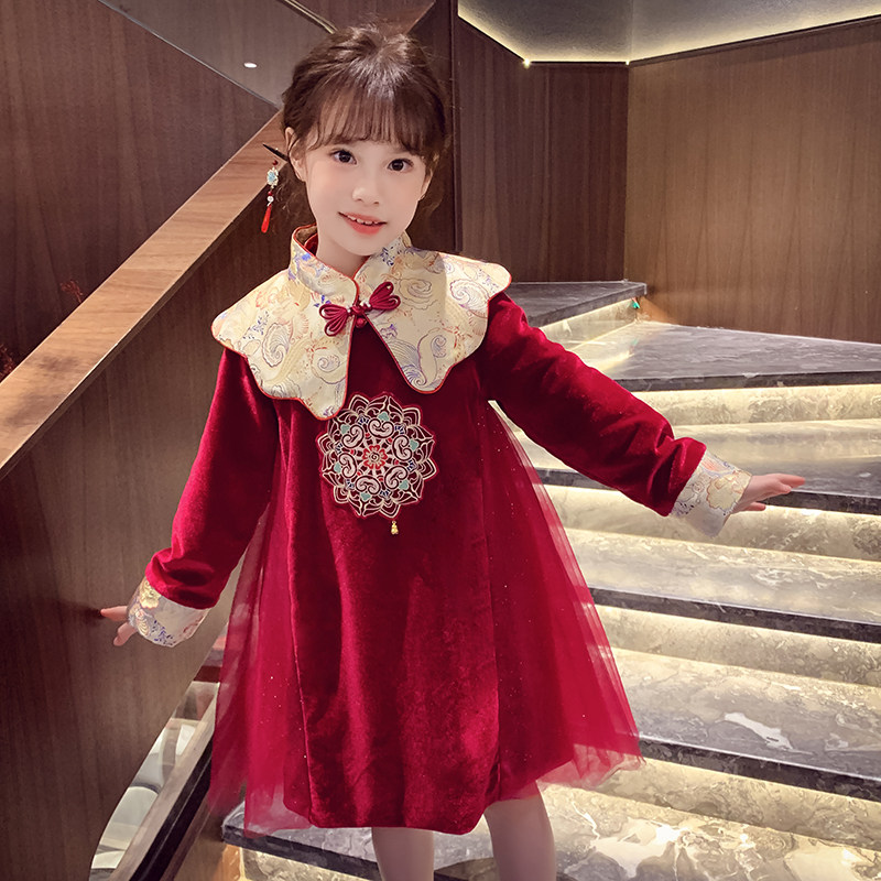 女童国风连衣裙2025冬装新款洋气儿童新中式公主裙女孩改良旗袍裙,童装/婴儿装/亲子装,连衣裙,淘宝优惠券,粉丝福利购,淘宝优惠卷