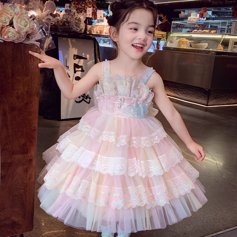 女童网纱吊带连衣裙夏装2025新款小女孩生日礼服洋气公主蓬蓬裙子