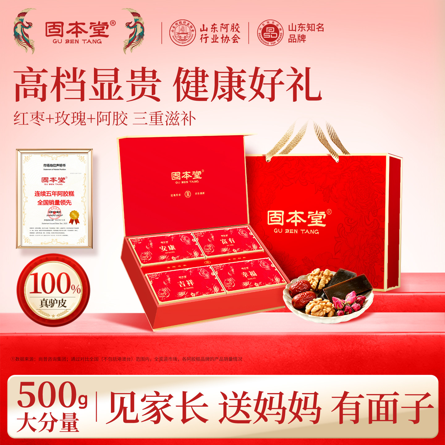 固本堂玫瑰阿胶糕端午礼盒高档端午节礼品送长辈妈妈见家长营养品