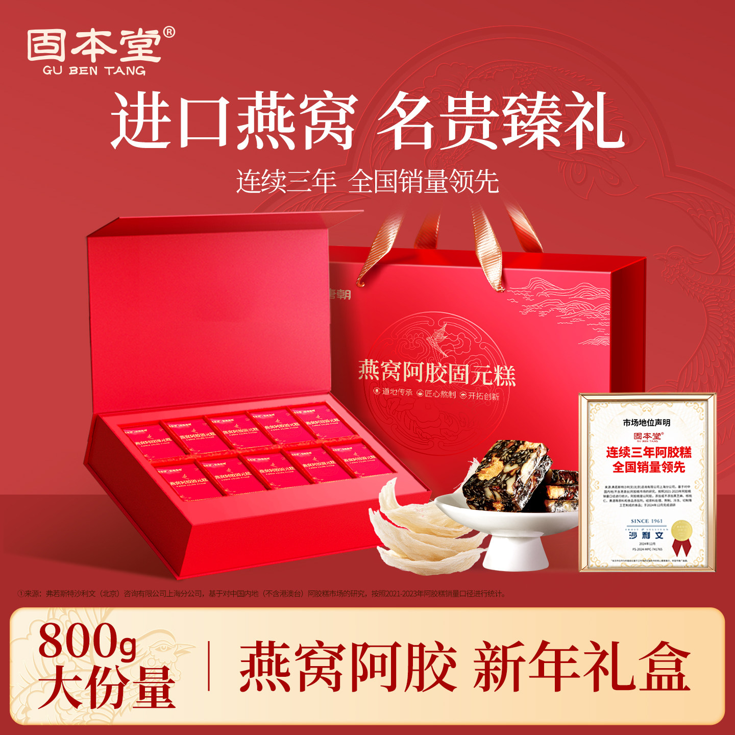 燕窝阿胶糕年货礼盒新年礼物送长辈走亲戚营养补品送父母妈妈气血