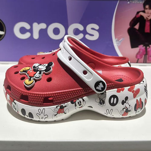 Crocs/卡骆驰 Mickey云朵高跟舒适百搭增高洞洞鞋沙滩女鞋208885