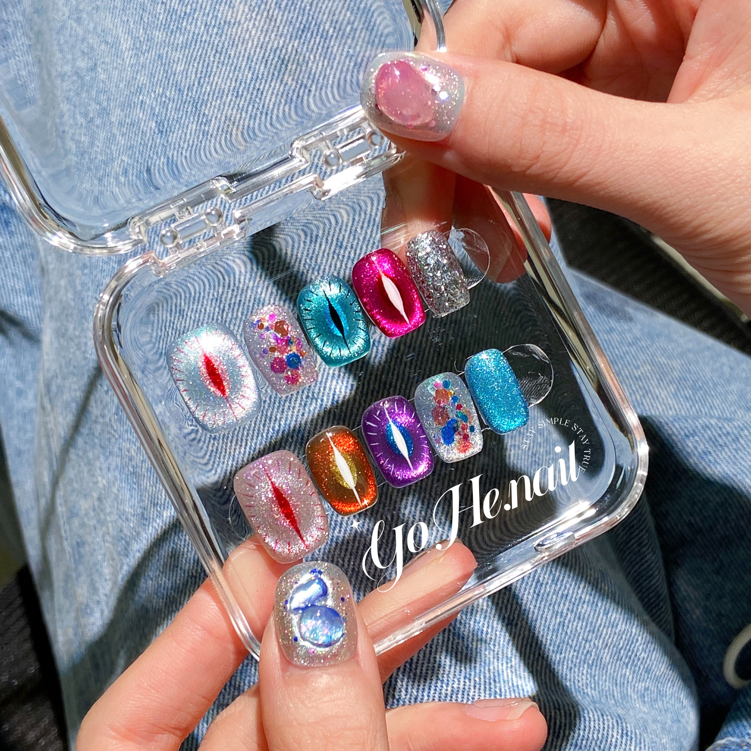 宥荷Studio 洛神之眼ins风穿戴甲美甲定制假指甲手工定制短甲,彩妆/香水/美妆工具,穿戴甲/甲片,淘宝优惠券,粉丝福利购,淘宝优惠卷