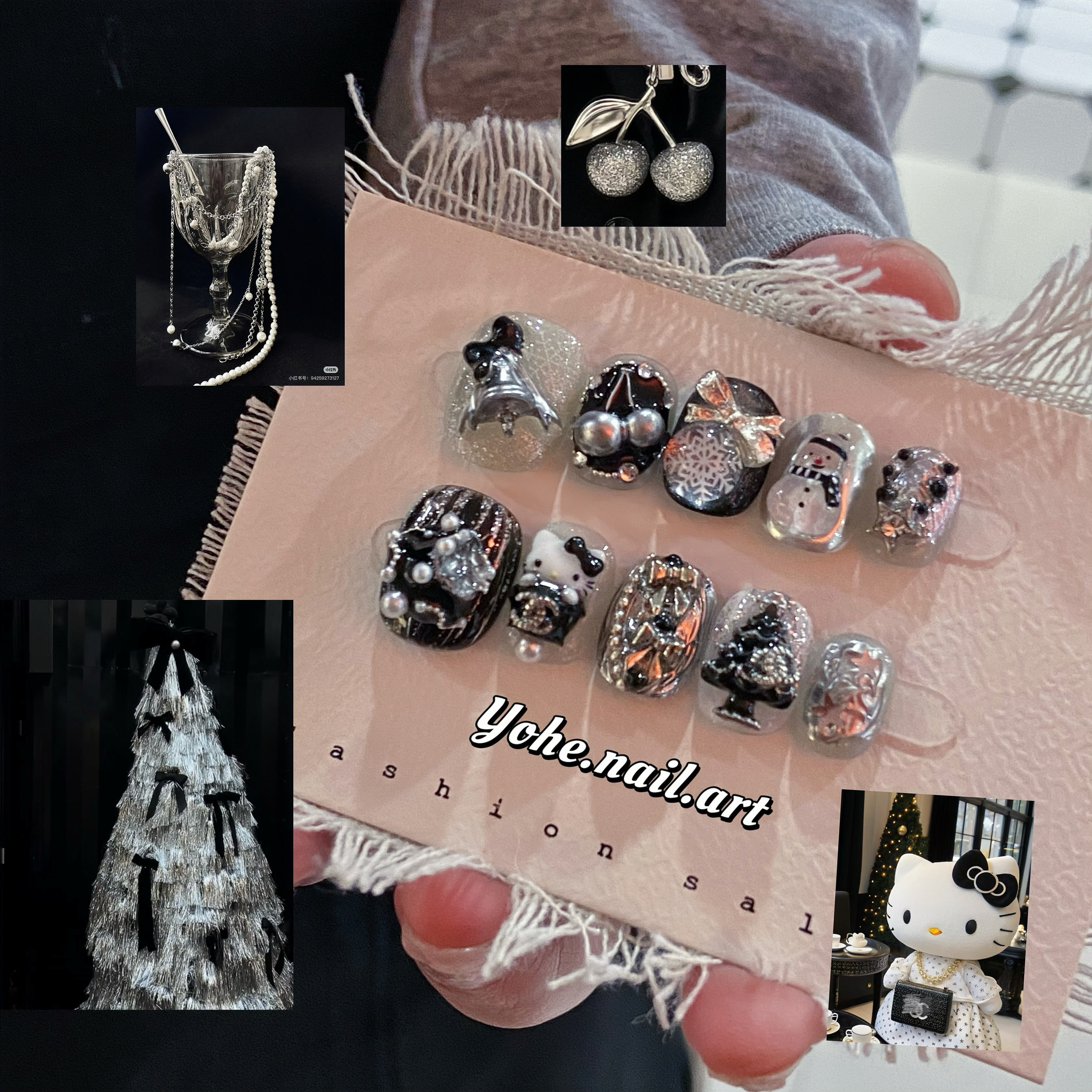 圣诞凯蒂高级感穿戴甲美甲