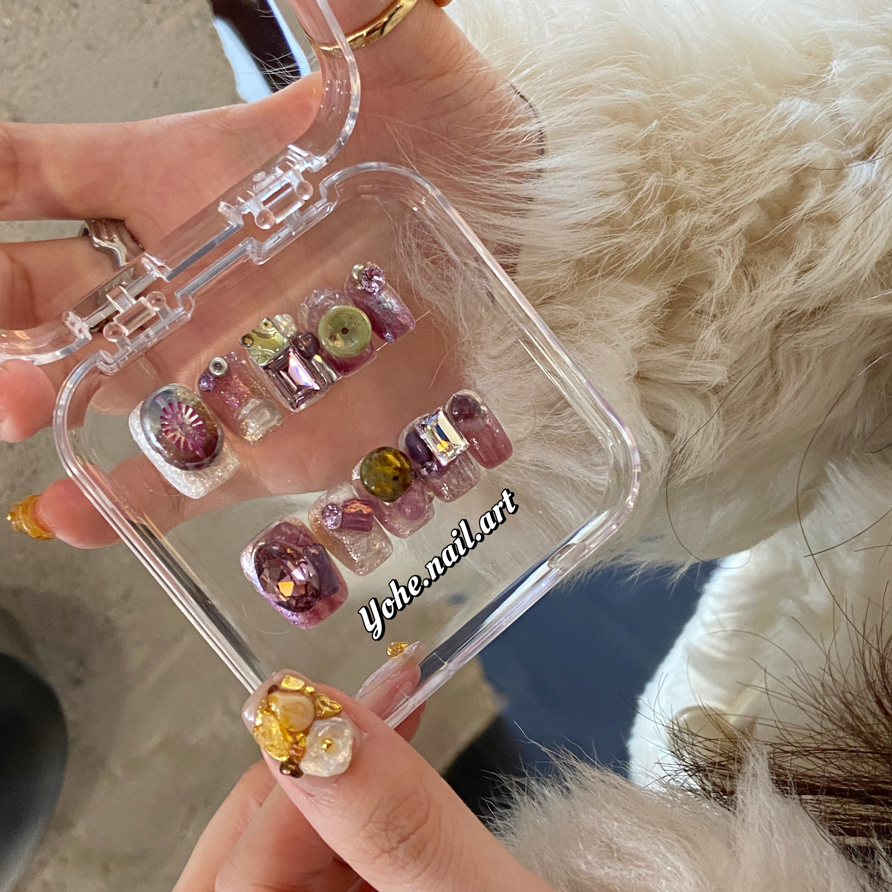 宥荷Studio 新年限定 紫藤蔓蔓穿戴甲美甲定制假指甲手工定制短甲,彩妆/香水/美妆工具,穿戴甲/甲片,淘宝优惠券,粉丝福利购,淘宝优惠卷